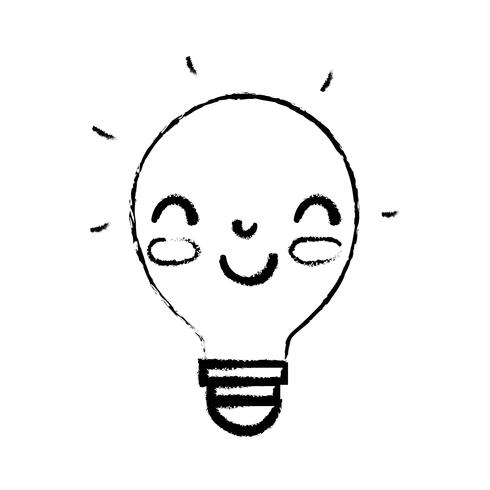 figura kawaii carina idea lampadina felice vettore
