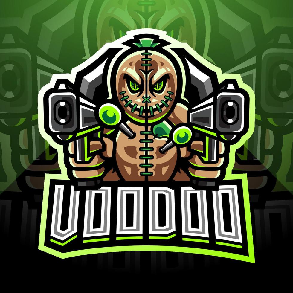 logo della mascotte esport dell'artigliere voodoo vettore