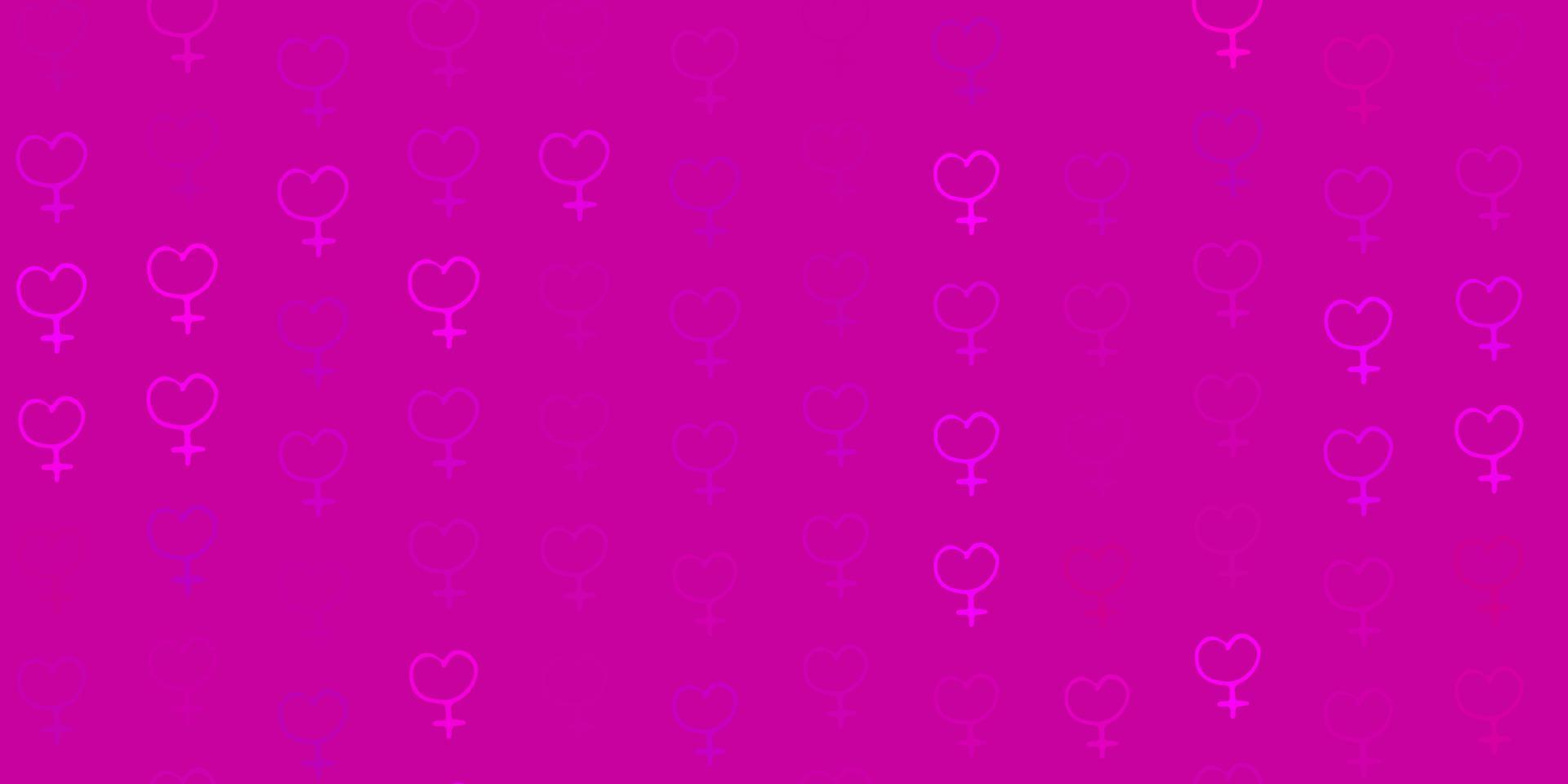 modello vettoriale rosa chiaro con elementi di femminismo.
