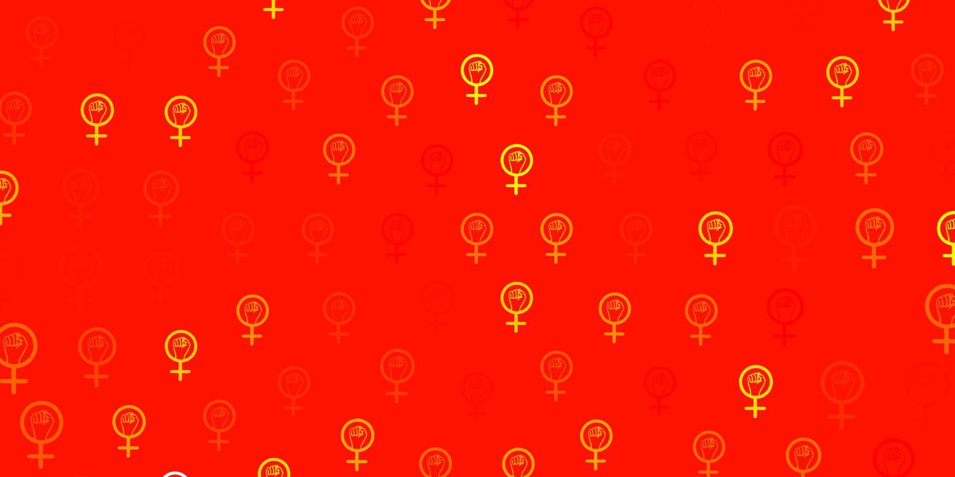 modello vettoriale arancione chiaro con elementi di femminismo.