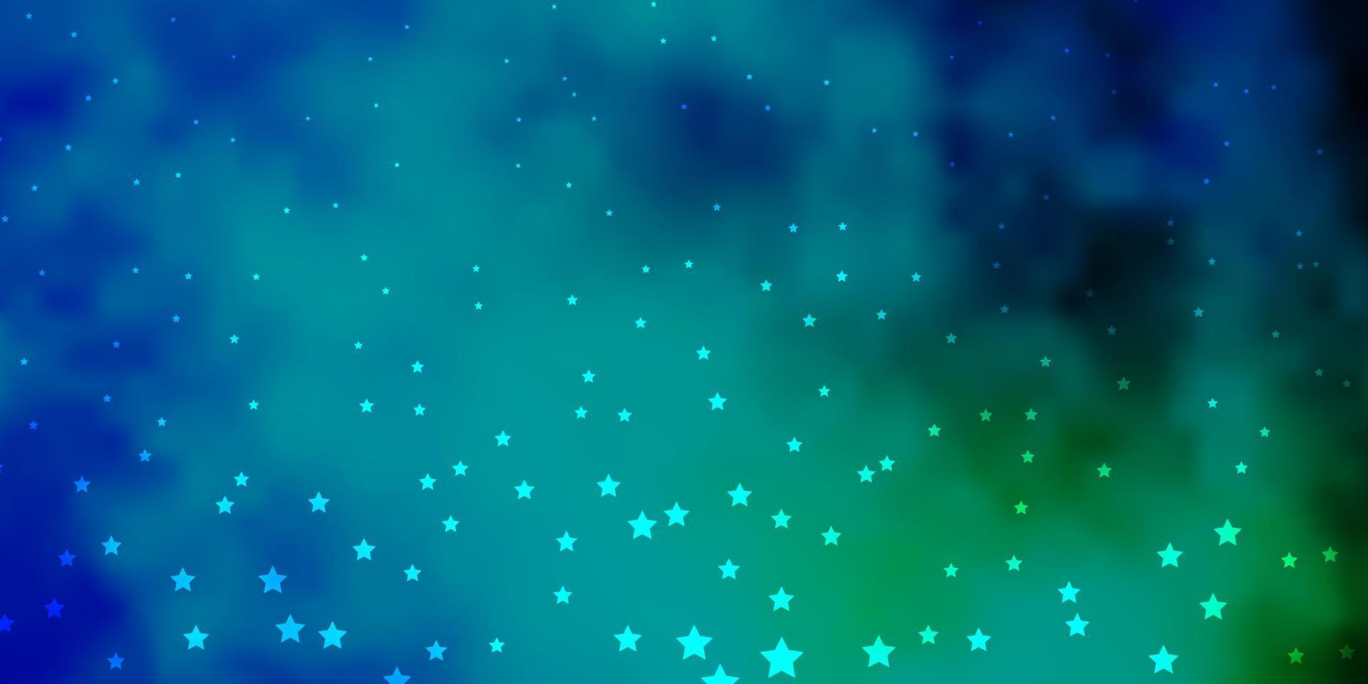 sfondo vettoriale blu scuro, verde con stelle piccole e grandi.