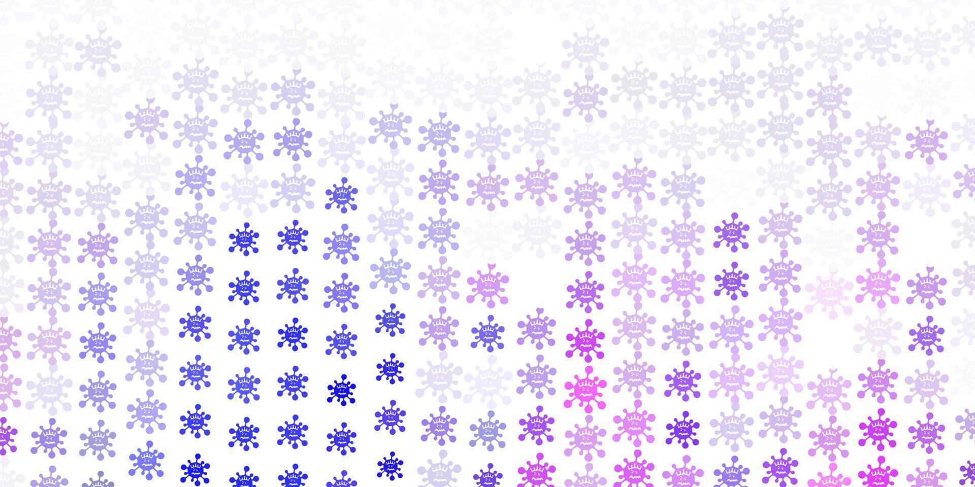 sfondo vettoriale rosa chiaro, blu con simboli covid-19.