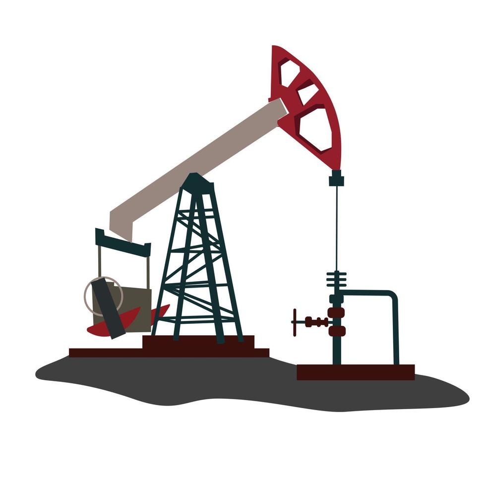 illustrazione di riserva di vettore della piattaforma petrolifera. pompe dell'olio, torri di perforazione dalla sagoma del giacimento di petrolio. industria del petrolio greggio, sfondo con martinetti per pompe, piattaforme di perforazione. Isolato su uno sfondo bianco