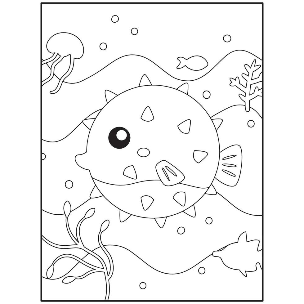 Disegni da colorare animali oceanici per bambini vettore