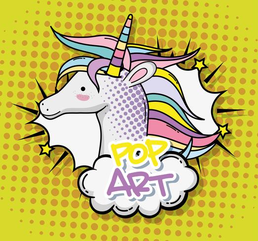 Unicorno di pop art vettore