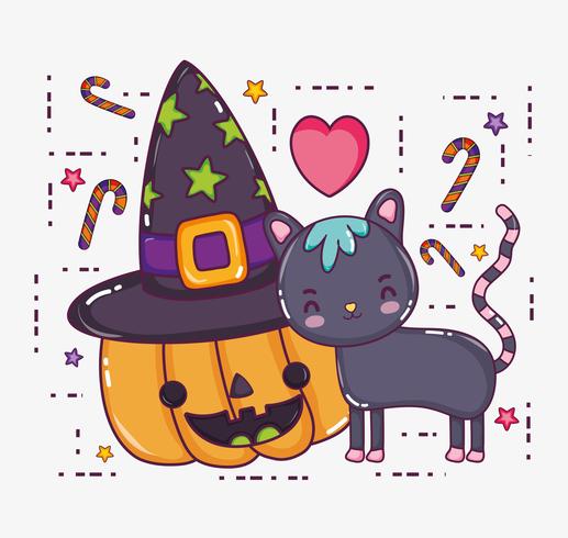 Cartoni animati di gatto di Halloween vettore