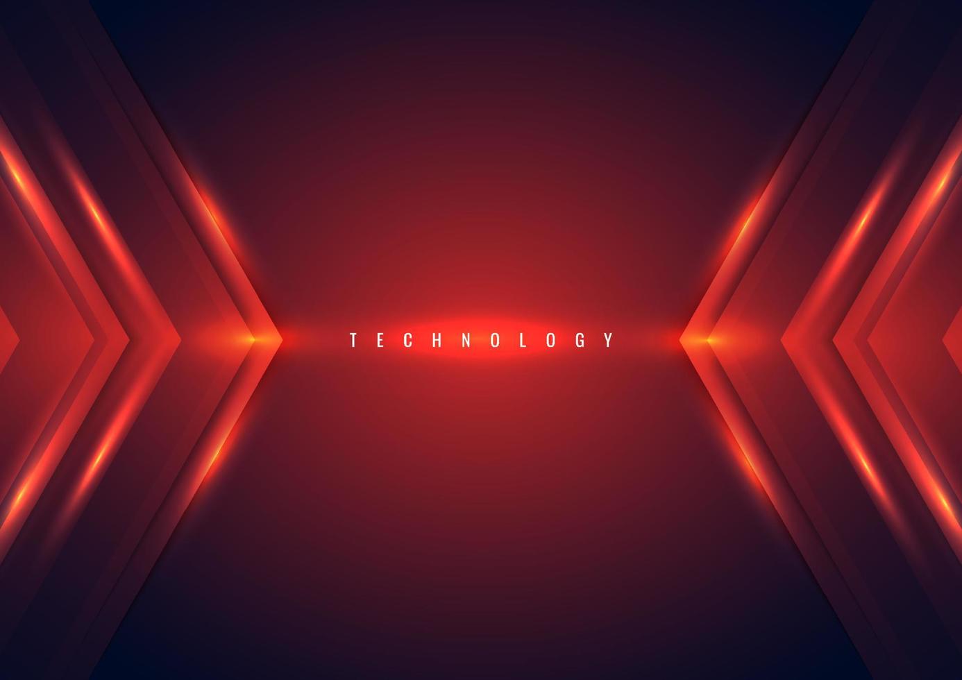 concetto astratto di tecnologia freccia rossa effetto di illuminazione triangolo su sfondo scuro vettore