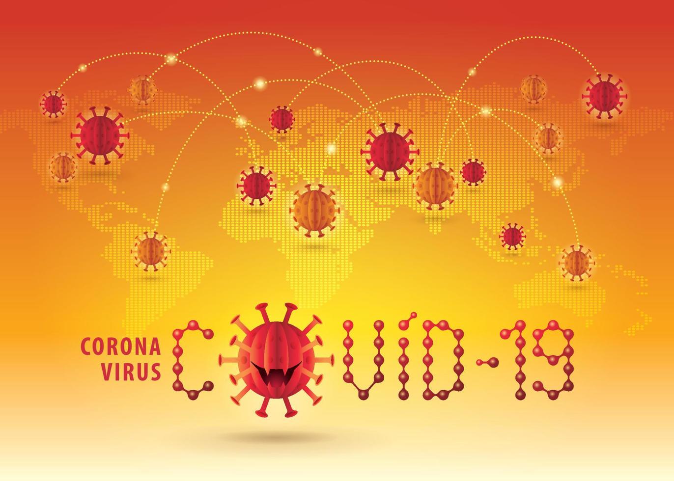 vettore di segno del virus corona rosso. focolaio di pandemia di coronavirus covid 19 in tutto il mondo.