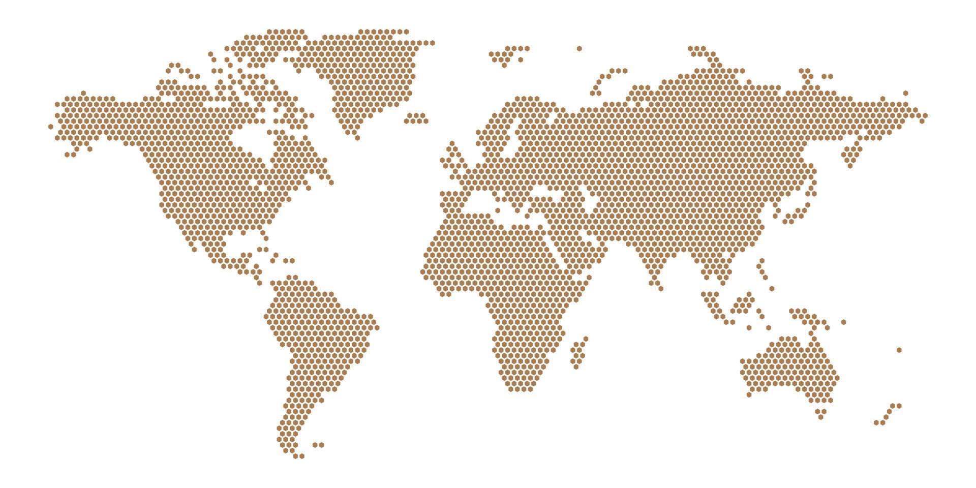 mappa del mondo su sfondo bianco. modello di mappa del mondo con continenti, nord e sud america, europa e asia, africa e australia vettore