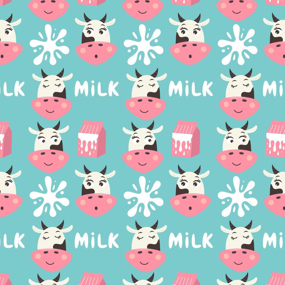 modello di faccia di mucca con cartone del latte vettore
