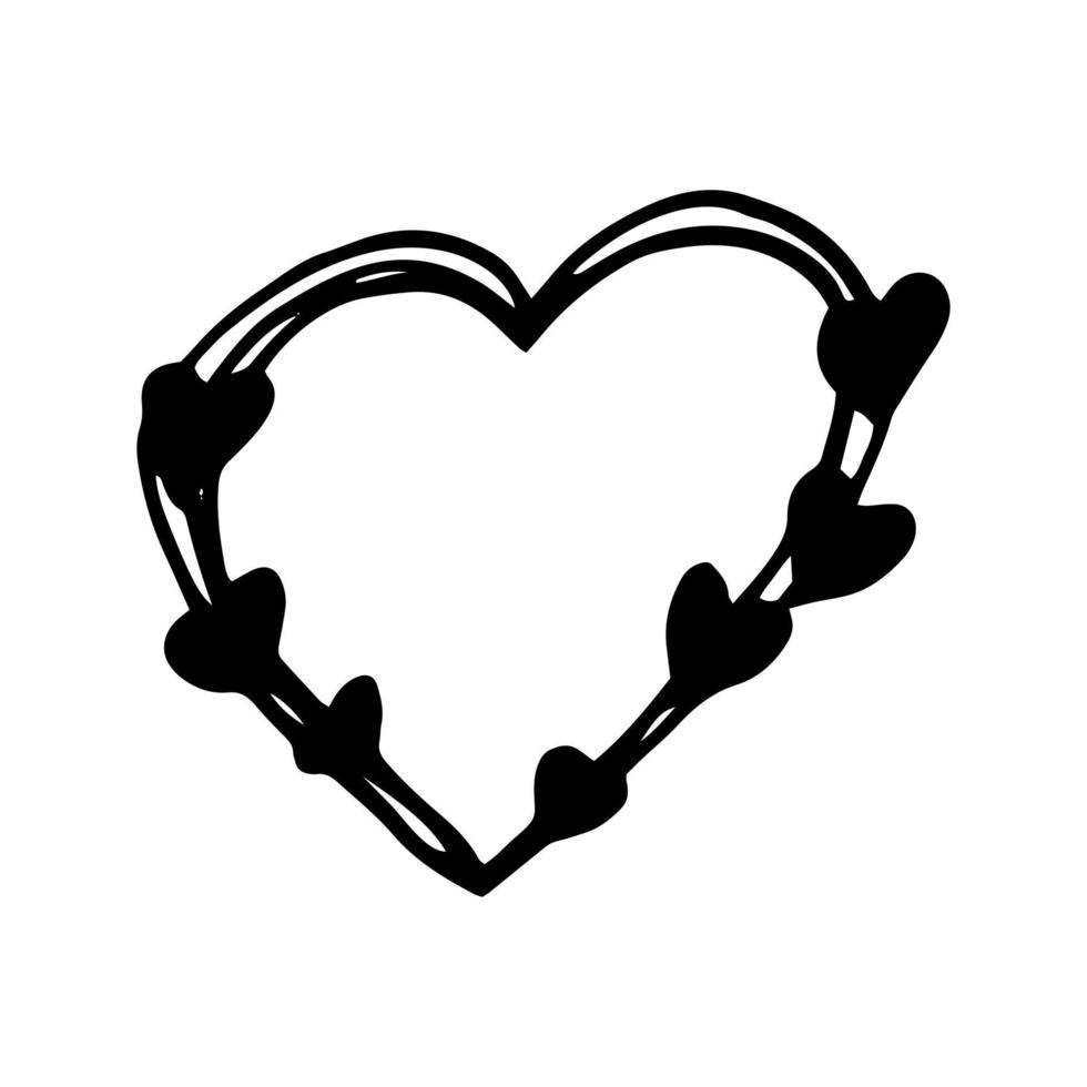 doodle disegnato a mano bordo cornice cuore. , scandinavo, nordico, minimalismo. carta, icona adesivo amore matrimonio San Valentino vettore