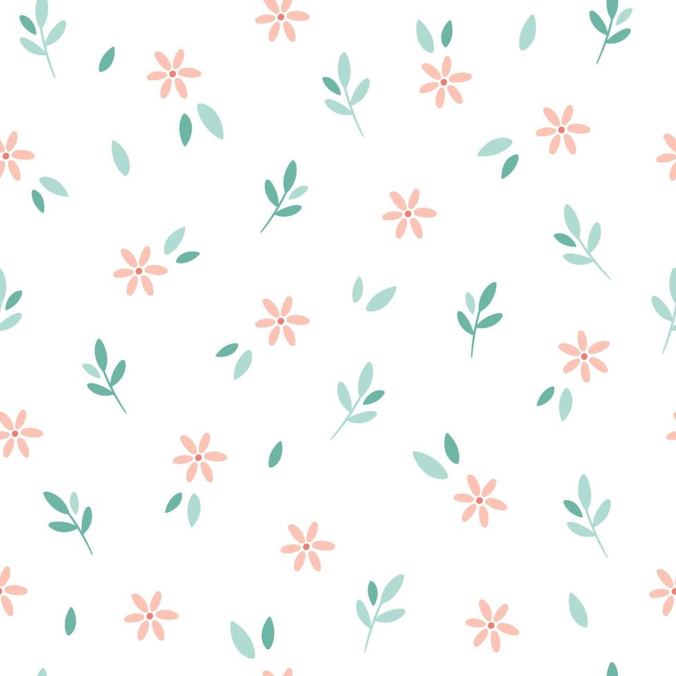 ramo verde, foglie e fiori senza cuciture. design per tessuto, tessile vettore