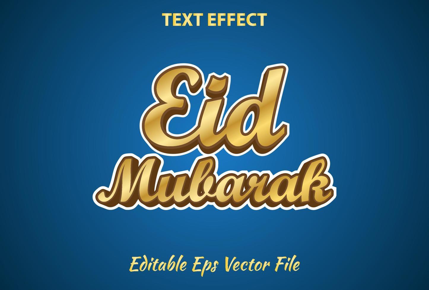 eid mubarak effetto testo modificabile colore blu e oro vettore