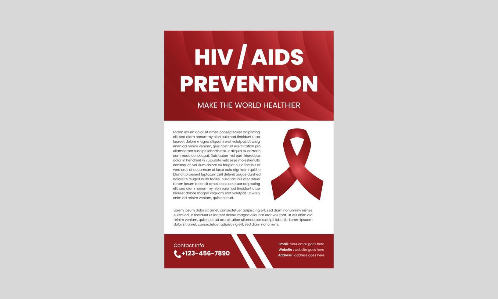 modello di progettazione di poster o volantini per la giornata mondiale contro l'aids o il virus dell'hiv. progettazione di volantini per la prevenzione dell'hiv o dell'aids. copertina, poster, formato A4, design volantino vettore