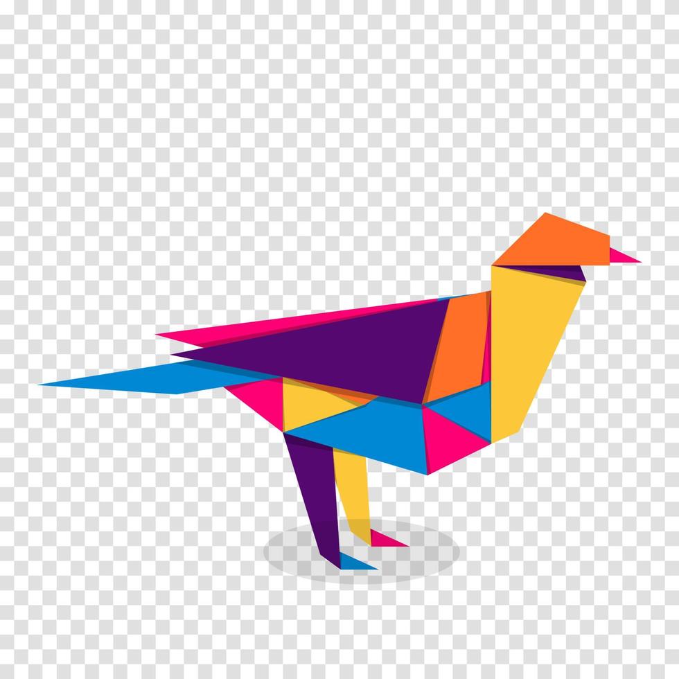 origami di uccelli. disegno di logo di uccello vibrante colorato astratto. origami animali. illustrazione vettoriale
