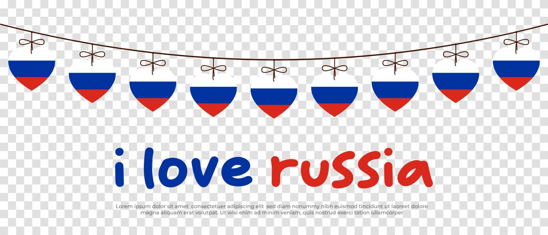 la bandiera nazionale della russia e la scritta i love russia. illustrazione vettoriale