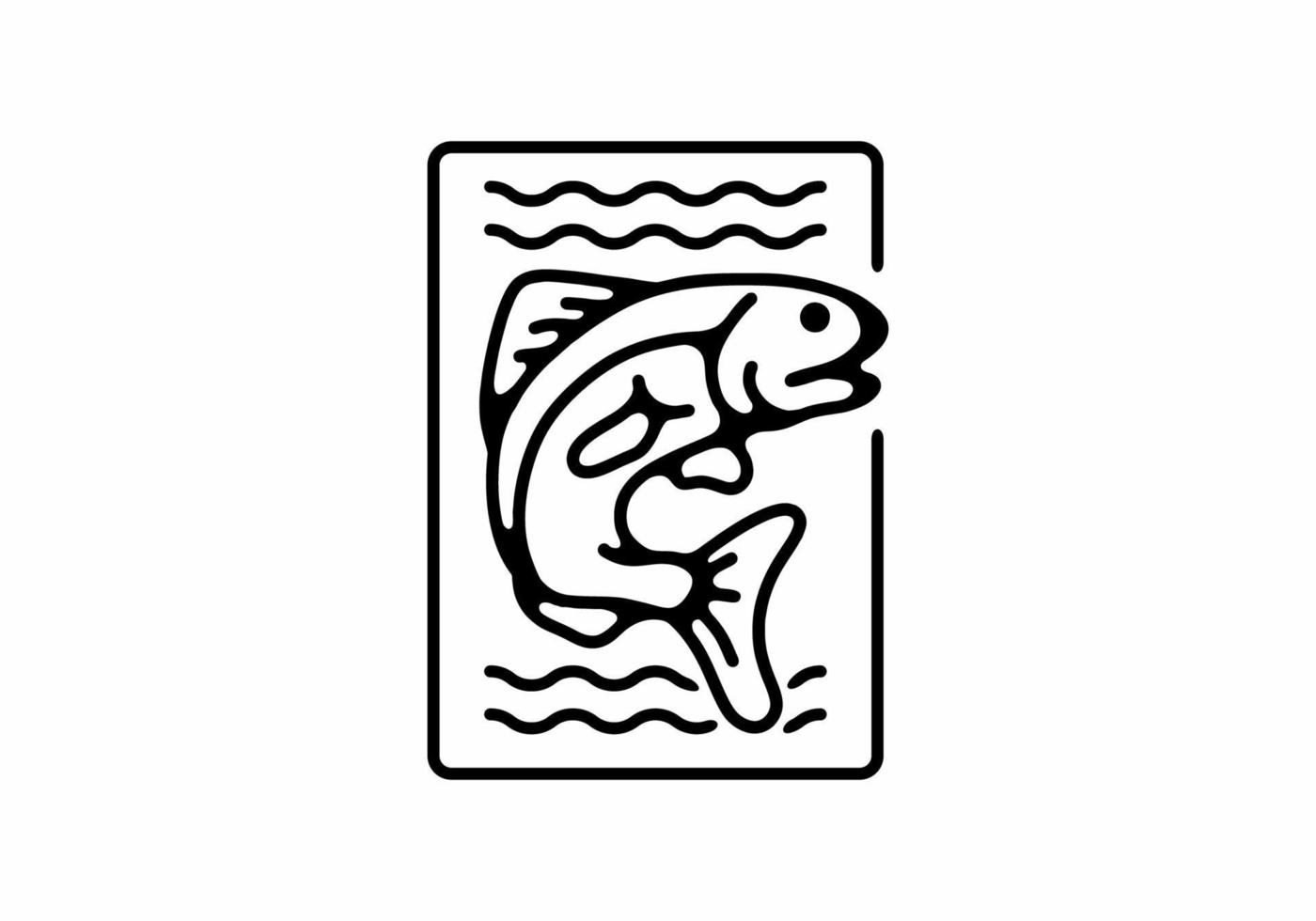 illustrazione di arte della linea nera del pesce che salta vettore