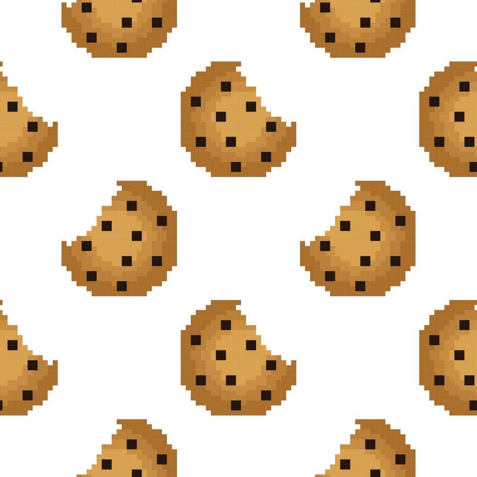 modello senza cuciture di biscotti in stile pixel vettore