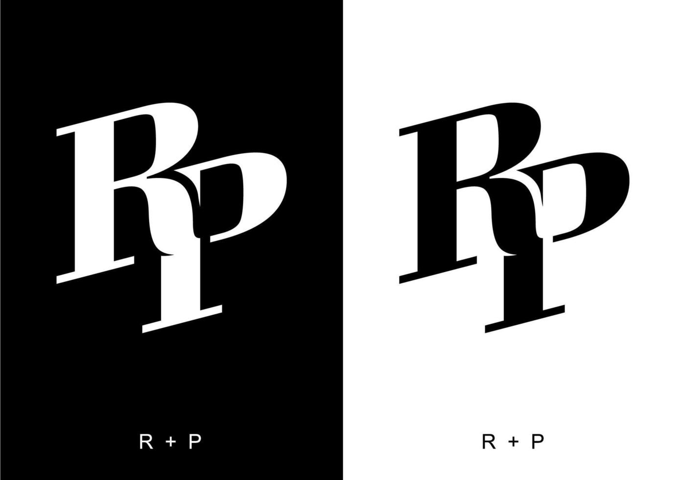 colore bianco e nero della lettera iniziale rp vettore
