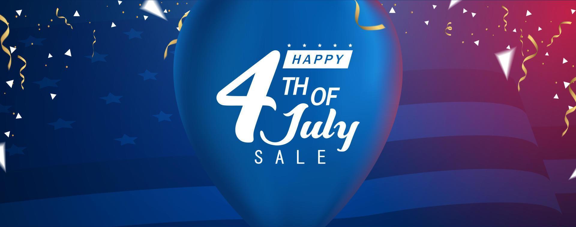 felice 4 luglio saldi, banner di vendita felice giorno indipendente vettore