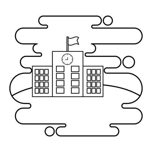 facciata dell&#39;edificio scolastico in scena di paesaggio vettore