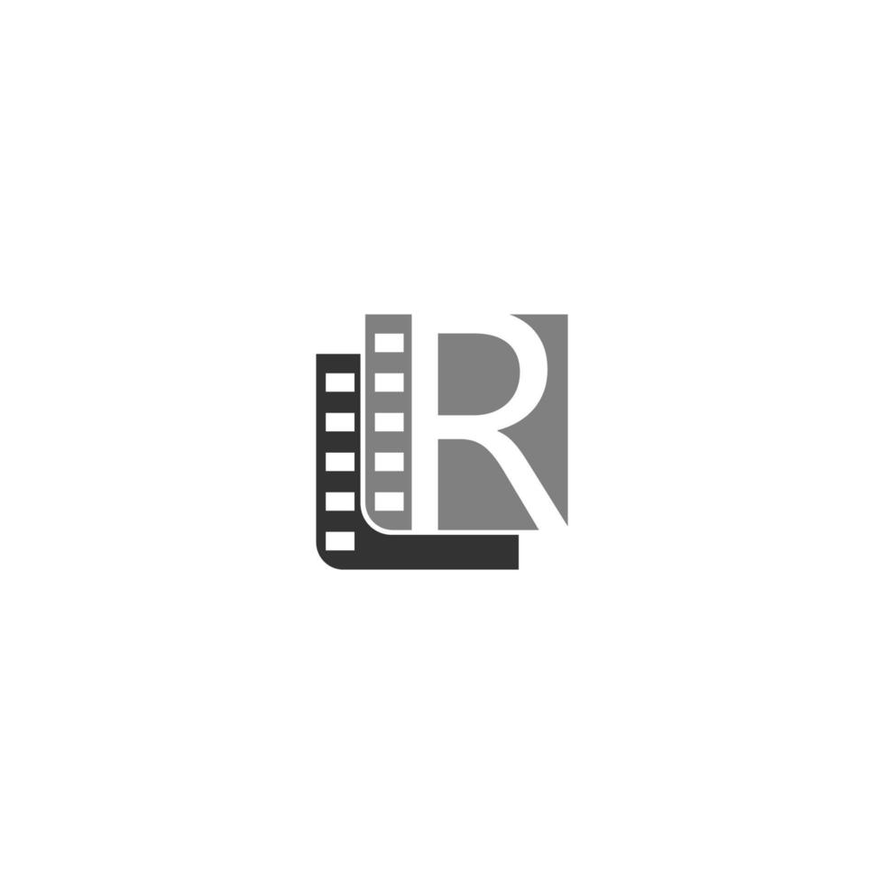 icona della lettera r nel modello di illustrazione della striscia di pellicola vettore