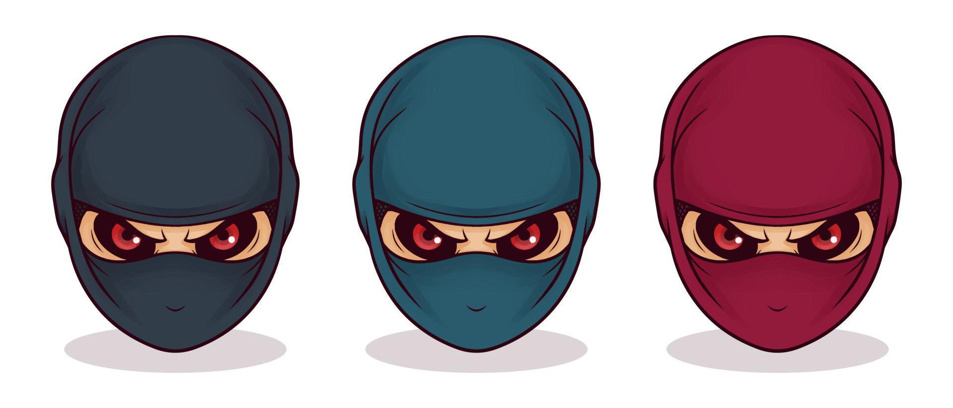 illustrazione della maschera ninja disegnata a mano vettore
