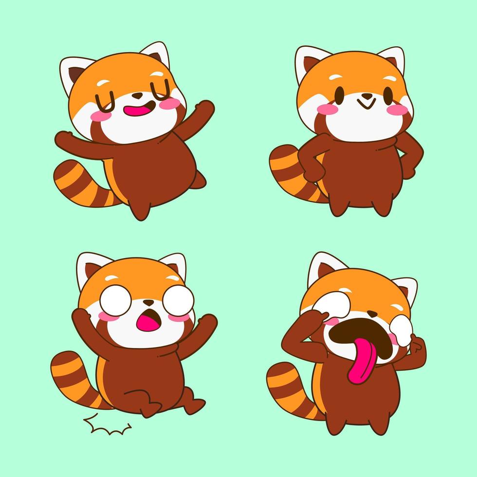 simpatico cartone animato disegno panda rosso, adesivo panda rosso vettore