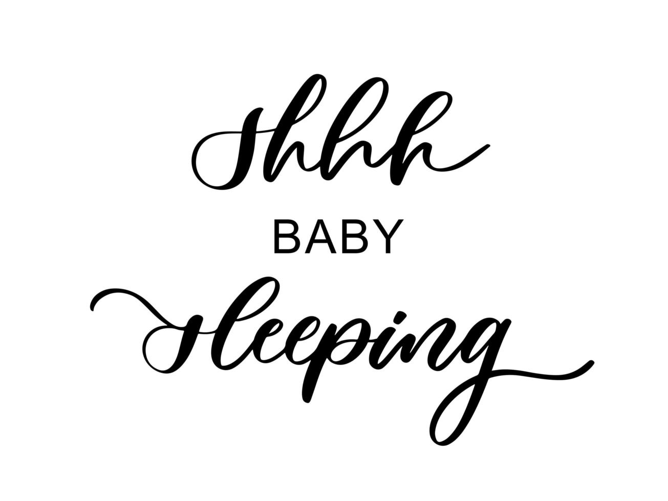 shhh iscrizione scritta per dormire bambino. modello per la camera dei bambini. vettore