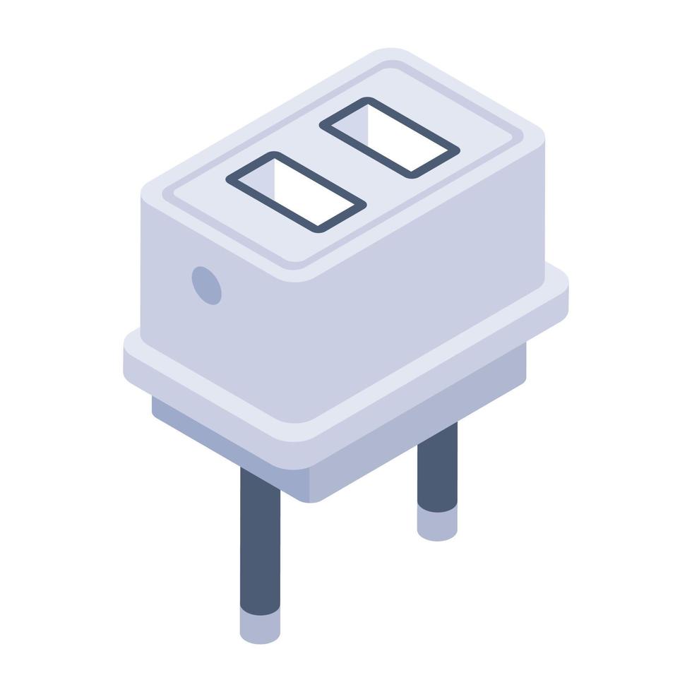 icona del componente elettronico in stile isometrico, vettore diodo led
