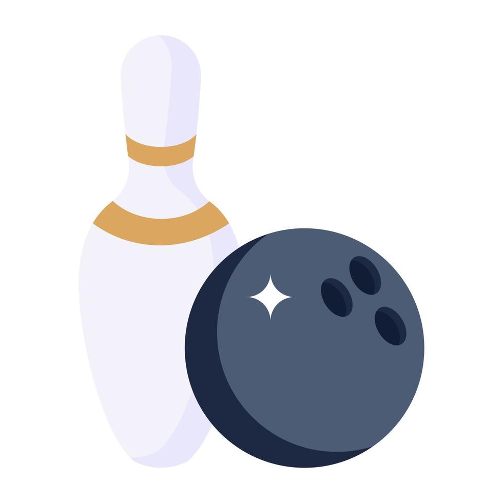 birillo con palla da bowling che indica l'icona del gioco di bowling vettore