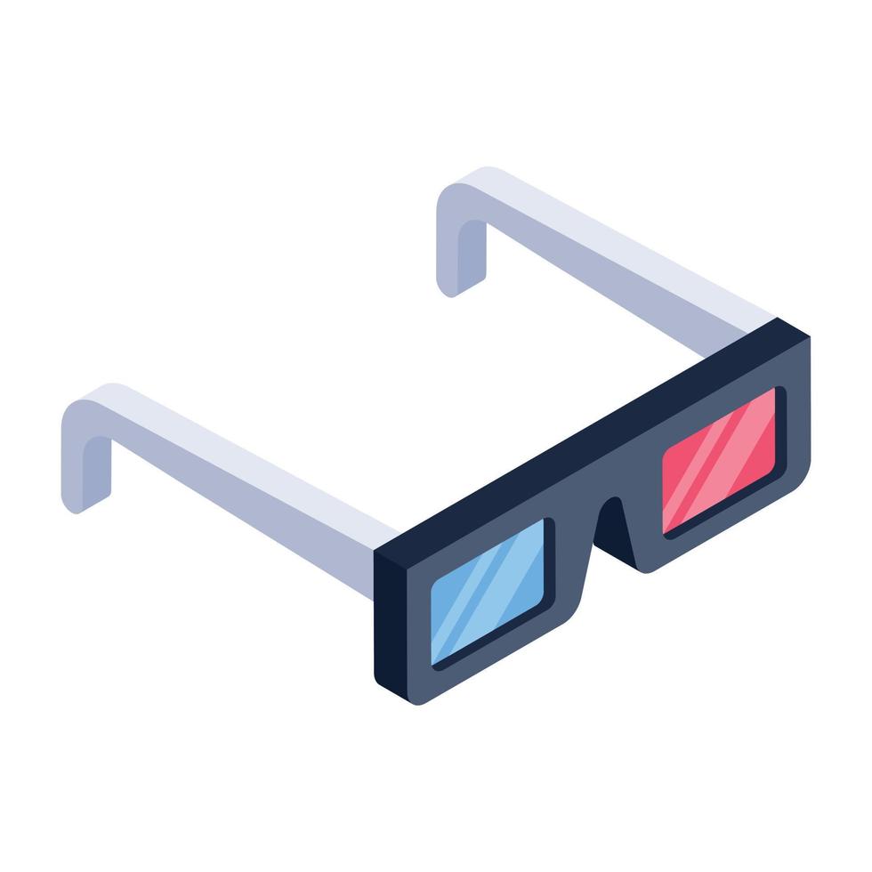 Occhiali 3d nell'icona di stile isometrico vettore