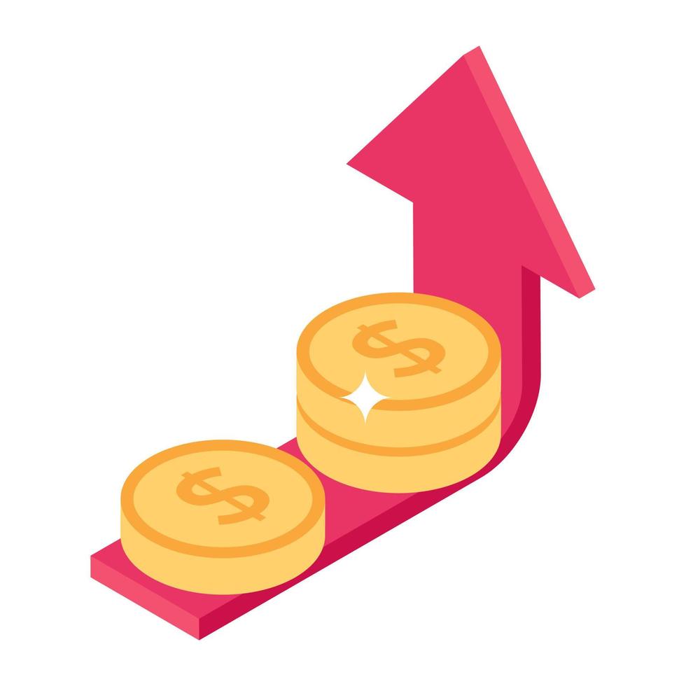 crescita economica, icona del profitto in stile isometrico moderno vettore