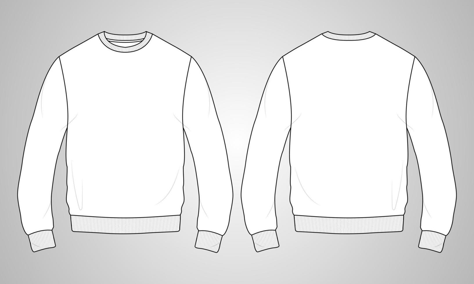 felpa girocollo manica lunga moda generale schizzi piatti disegno tecnico modello vettoriale per uomo. illustrazione di cad del modello di progettazione del vestito di abbigliamento. maglione fashion design isolato su bianco.