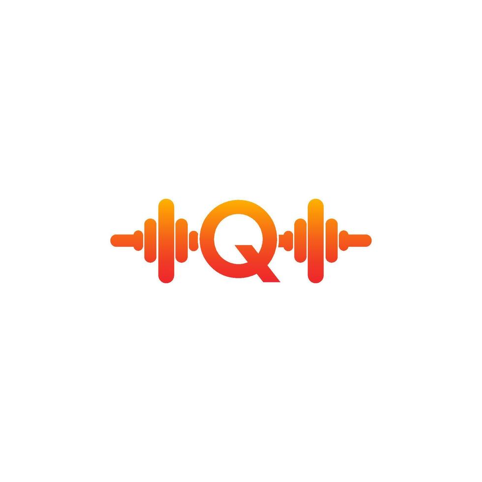 lettera q con illustrazione del modello di progettazione fitness icona bilanciere vettore