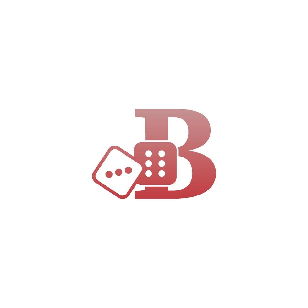 lettera b con modello di logo di due icone di dadi vettore
