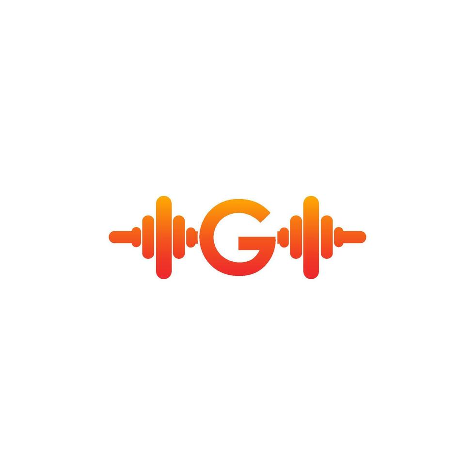 lettera g con illustrazione del modello di progettazione fitness icona bilanciere vettore