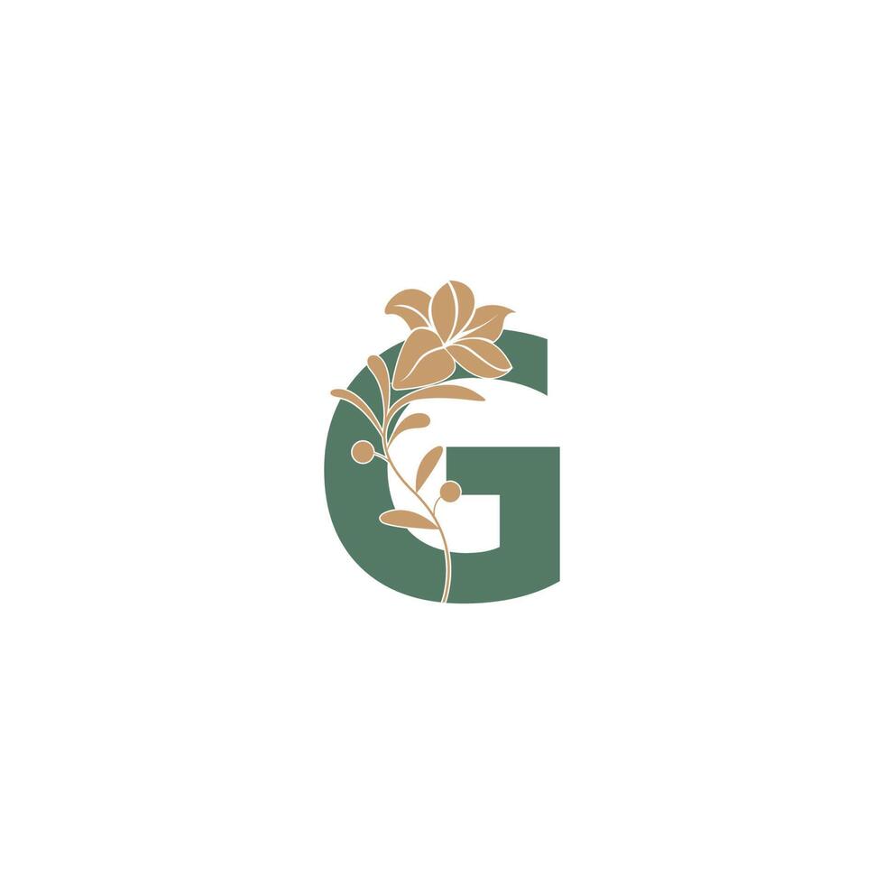 icona della lettera g con modello di illustrazione di bellezza del giglio vettore