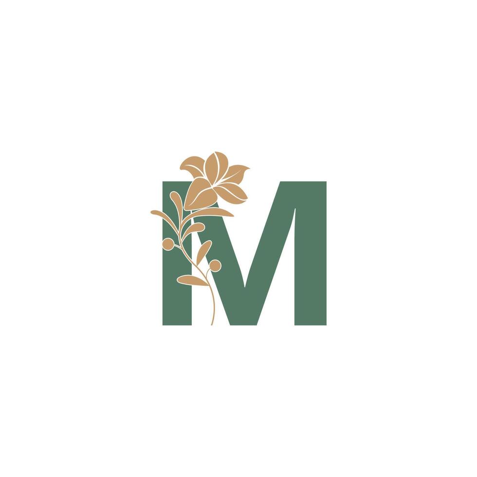 icona della lettera m con modello di illustrazione di bellezza del giglio vettore
