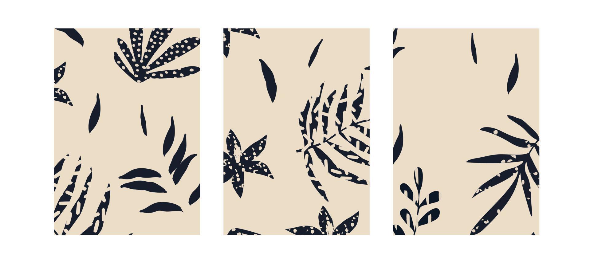 poster botanici albero minimo con rami e foglie illustrazione vettoriale. disegno fogliame astratto contemporaneo per sfondo, carta da parati, carta, arte della parete vettore