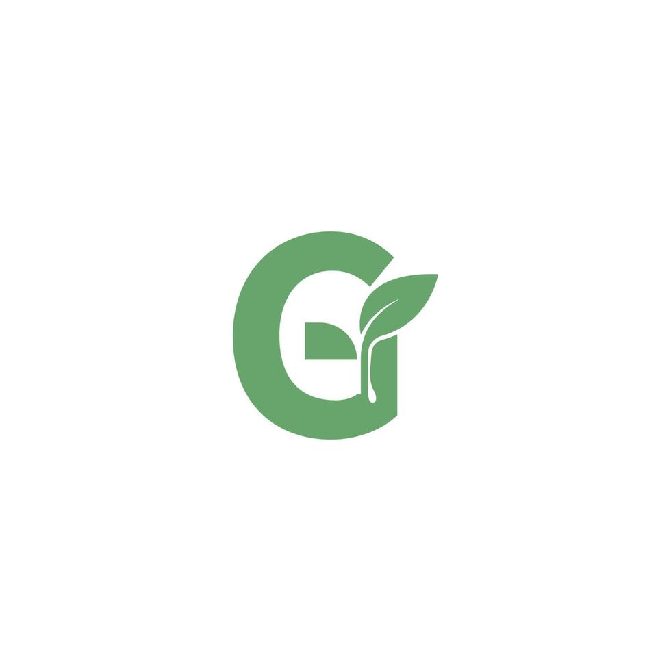 modello di concetto di design foglia icona lettera g vettore