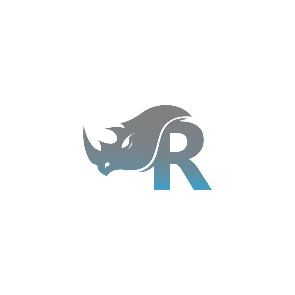 lettera r con modello di logo icona testa di rinoceronte vettore