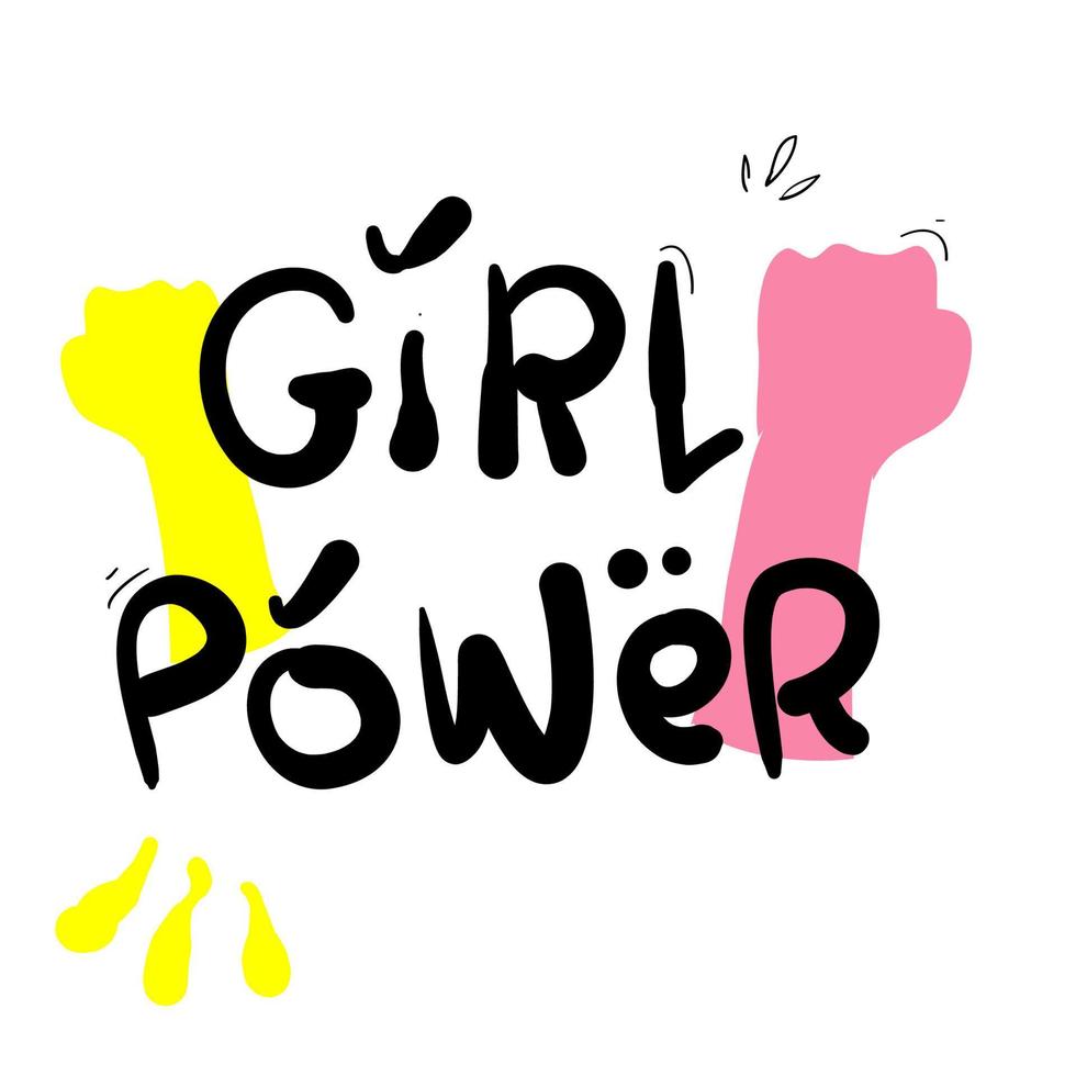 doodle girl power cita illustrazione vettoriale