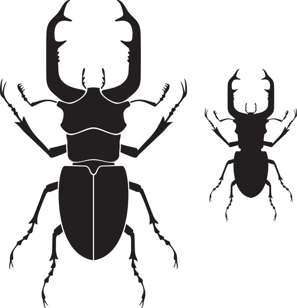 illustrazione vettoriale in bianco e nero dell'insetto del cervo volante