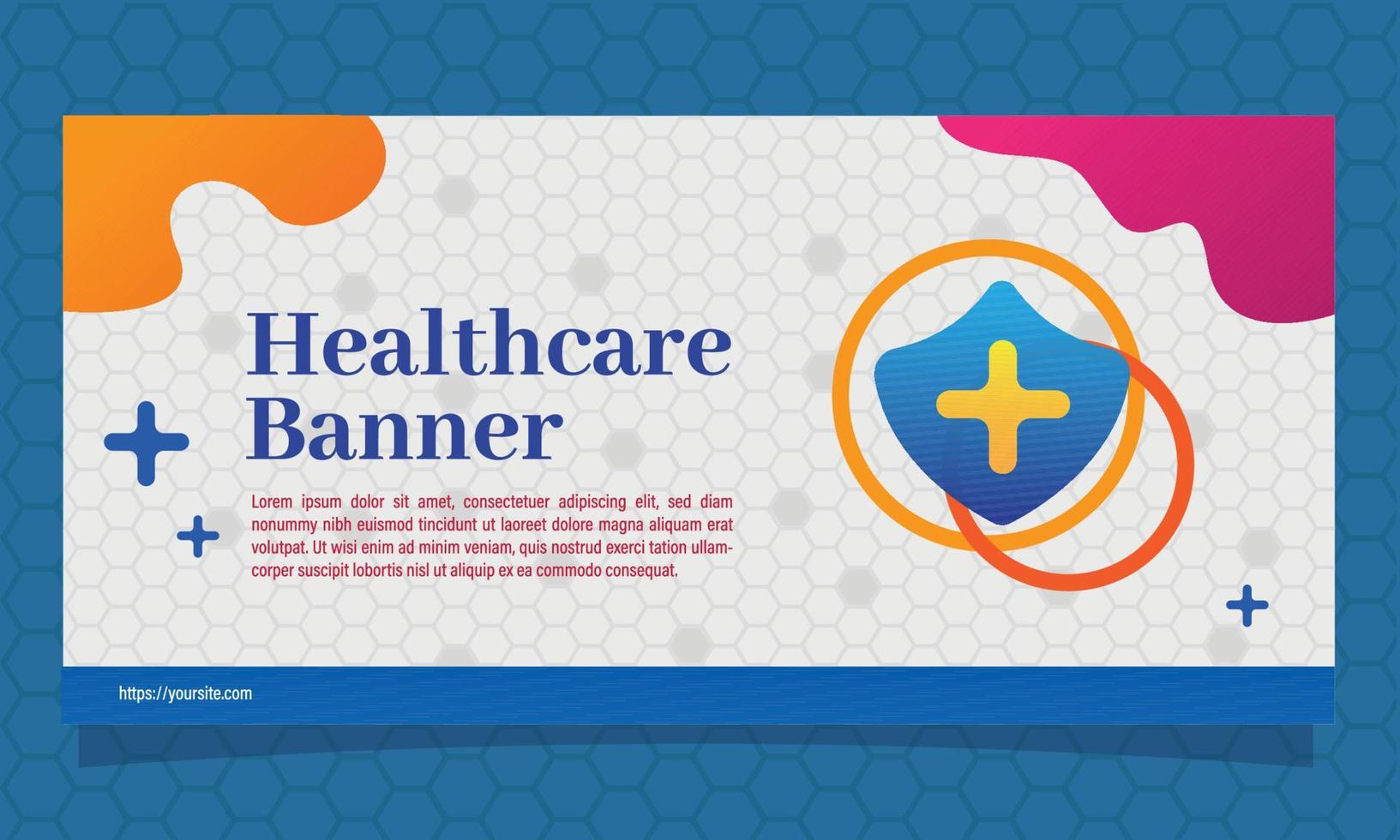 banner medico e sanitario con illustrazione vettoriale del modello esagonale