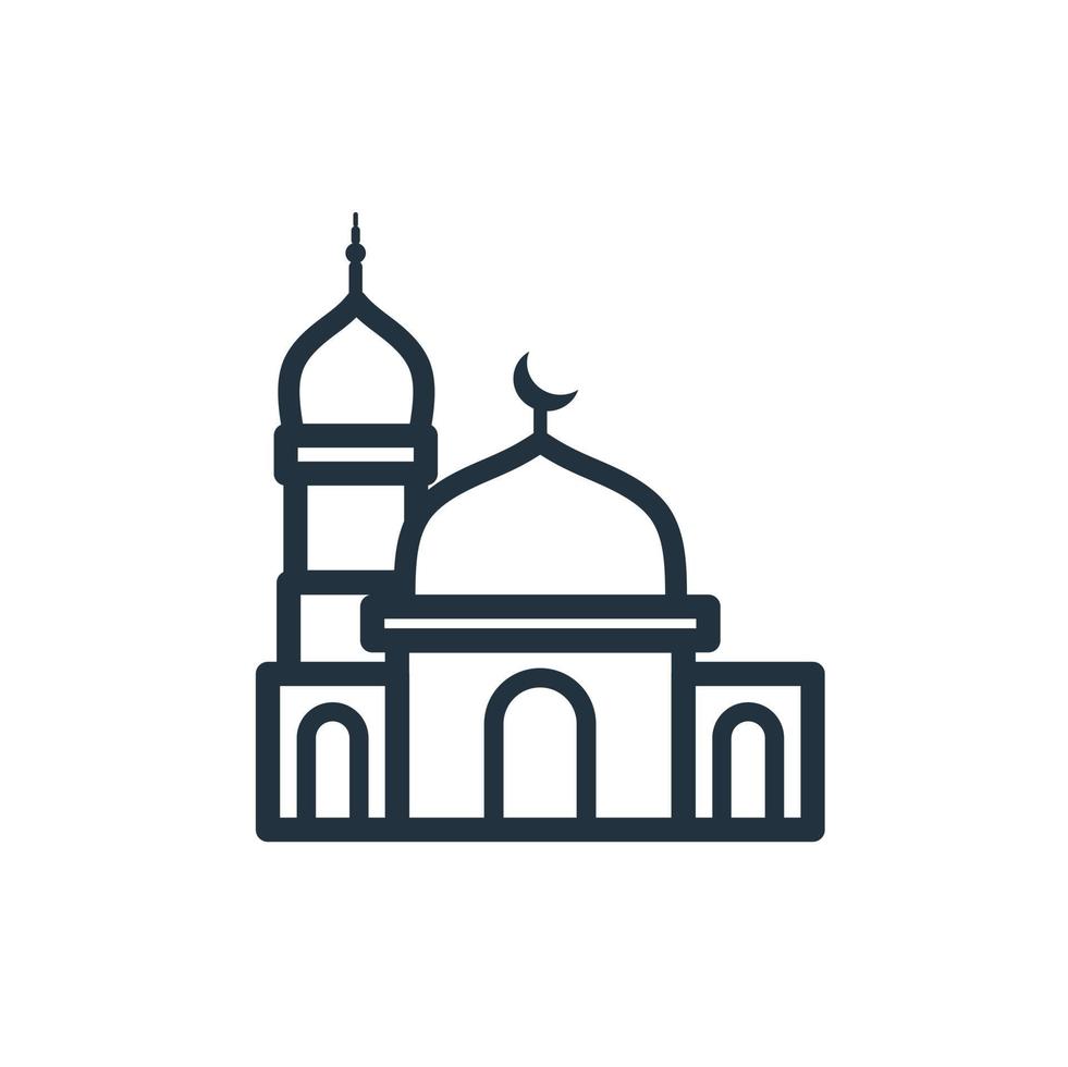 icona della moschea islamica vettoriale isolata su sfondo bianco dalla collezione religiosa. design simbolo per web, design e mobile. illustrazione vettoriale