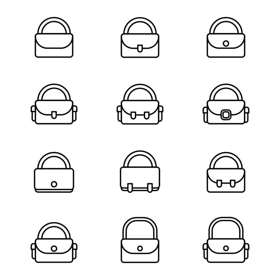 illustrazione vettoriale della raccolta dell'icona della borsa a mano