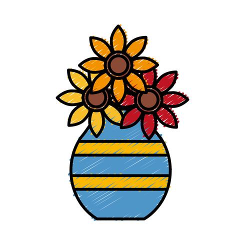 vaso con icona di fiori vettore