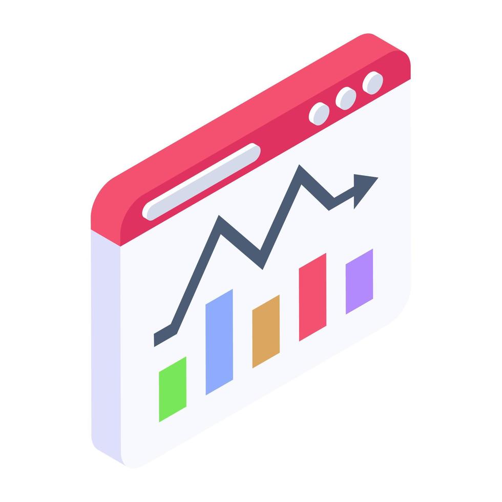 un vettore di statistiche del sito Web con grafico a freccia giù, icona modificabile
