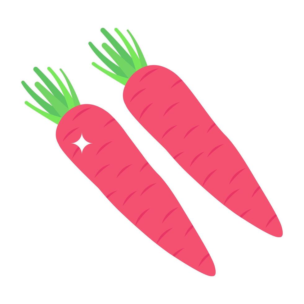 carote, un'icona vegetale di dieta sana nel disegno vettoriale isometrico.